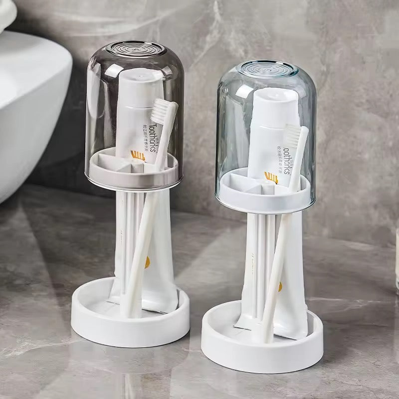 Toothbrush Toothpaste Holder With DustProof Mouthwash Cup