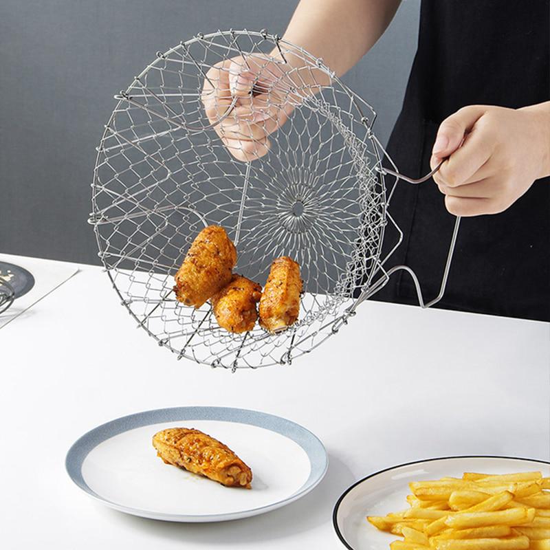 Stainless Steel Folding Multipurpose Frying Chef Basket For Fries