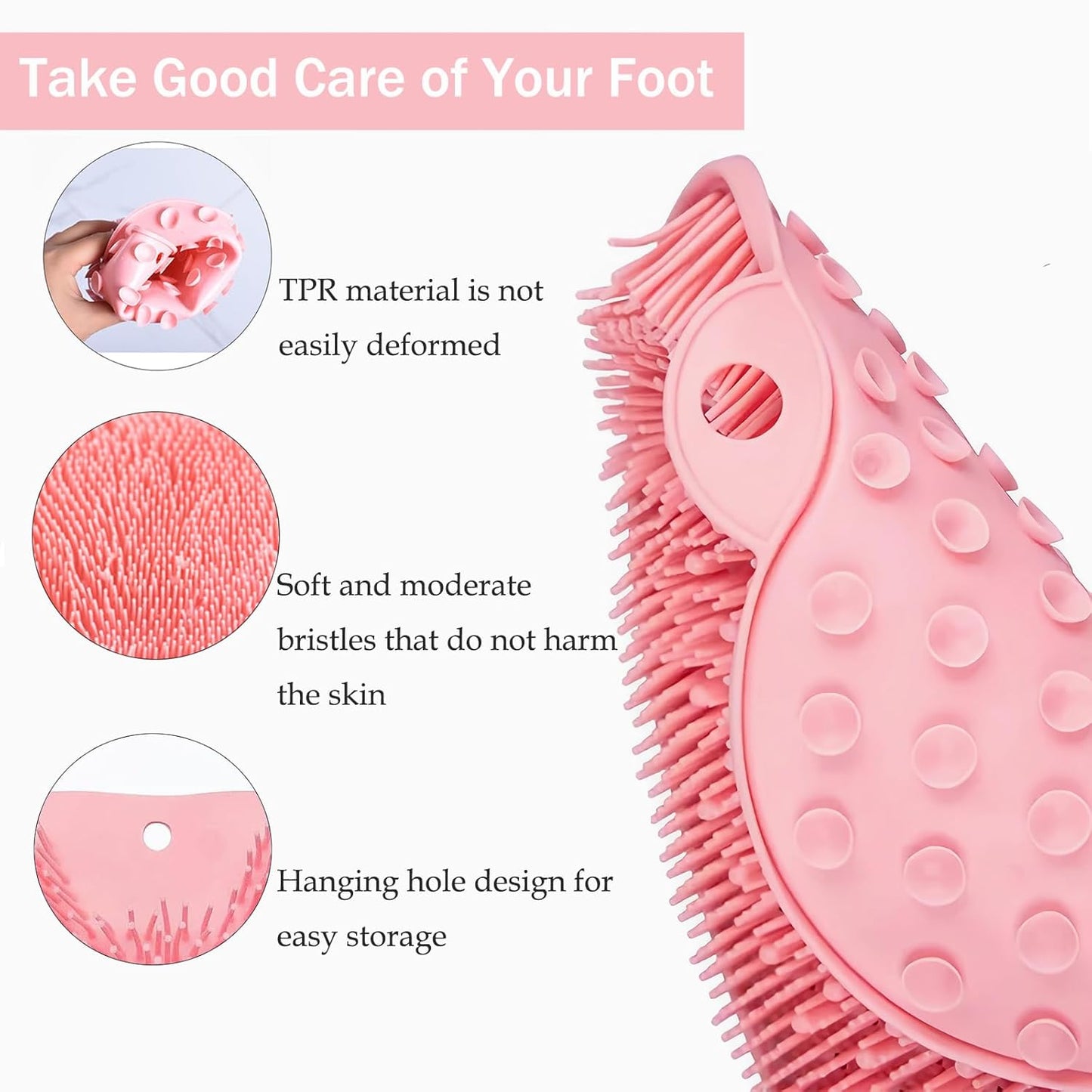Shower Massage Scrubber, Non-Slip Bath Mat for Bathroom, Back Massage Brush